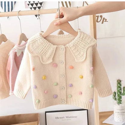 Chaqueta Cárdigan Tejida para Niña – Abrigo Infantil de Manga Larga con Botones