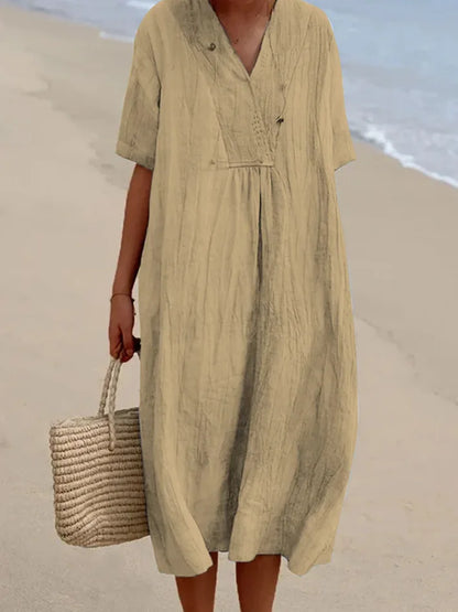 Vestido Midi de Estilo Vintage – Elegancia Relajada y Confort Natural