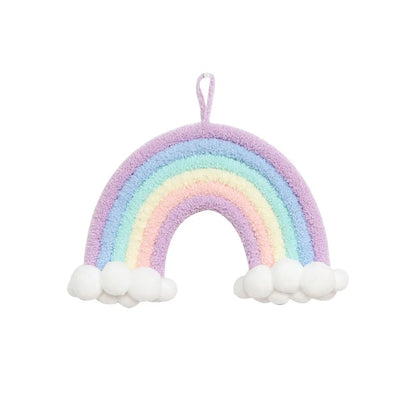 🌼🌈 Colgante Decorativo Boho Nórdico Tejido – Flores, Arcoíris y Mariposa para Habitación Infantil 🌈🌼
