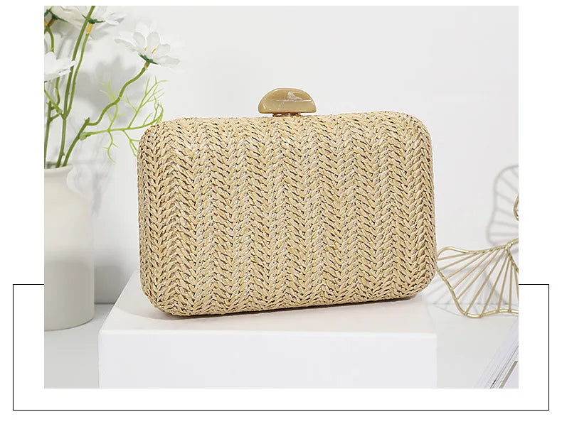 Bolso Clutch de Paja Elegante para Mujer