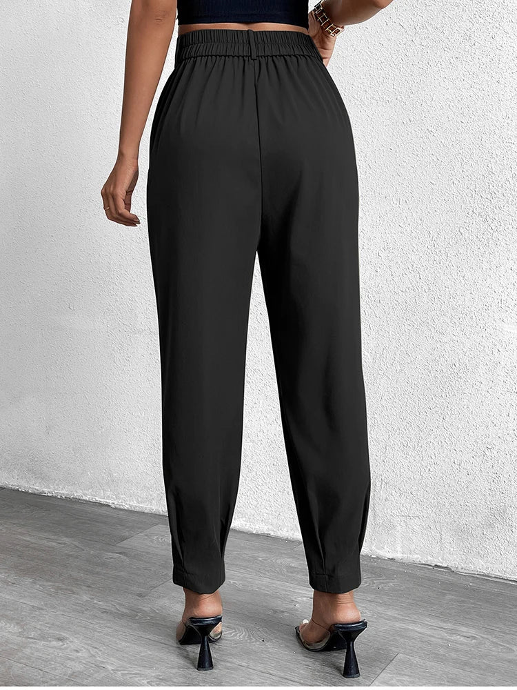 Pantalón Mujer NewAsia de Cintura Alta con Bolsillos – Estilo Urbano y Elegancia Casual