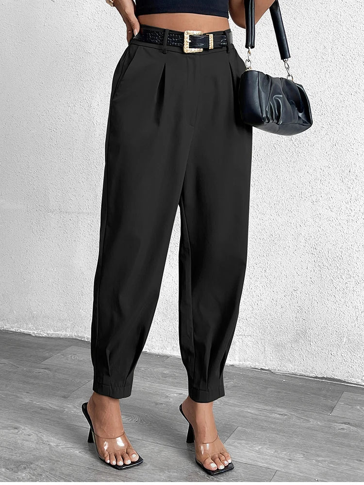Pantalón Mujer NewAsia de Cintura Alta con Bolsillos – Estilo Urbano y Elegancia Casual