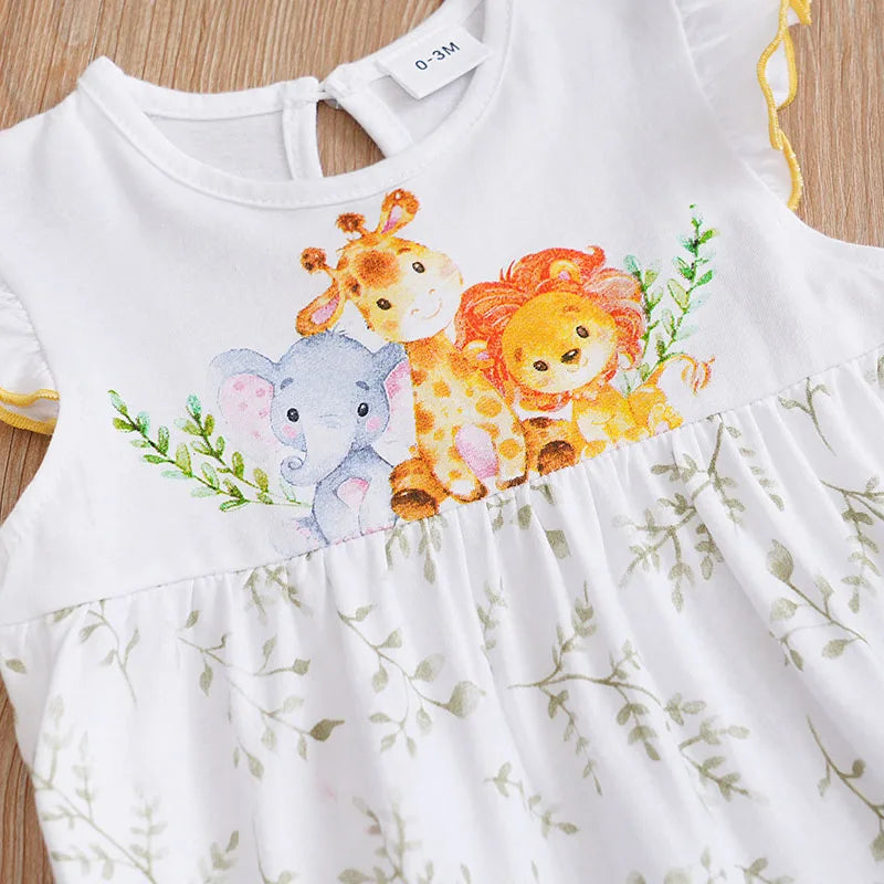 Mono de Verano para Recién Nacido – Jumpsuit Infantil sin Mangas de Algodón con Estampado Animal