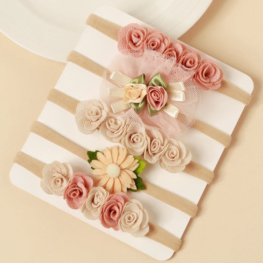 🎀 Set de 5 Diademas para Bebé Niña con Flores y Encaje – Dulzura para Momentos Especiales 🌸