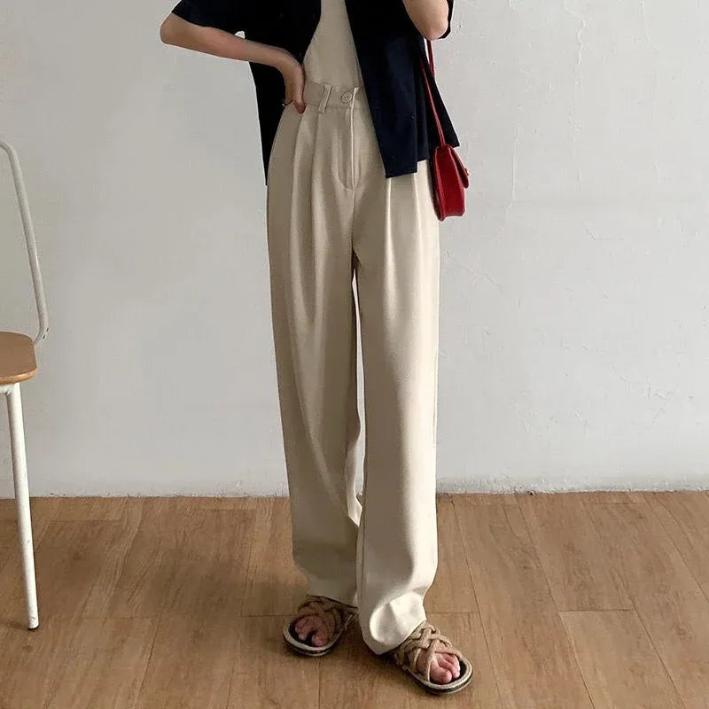 Pantalón de Mujer de Cintura Alta Recto – Elegancia Casual para Oficina y Uso Diario