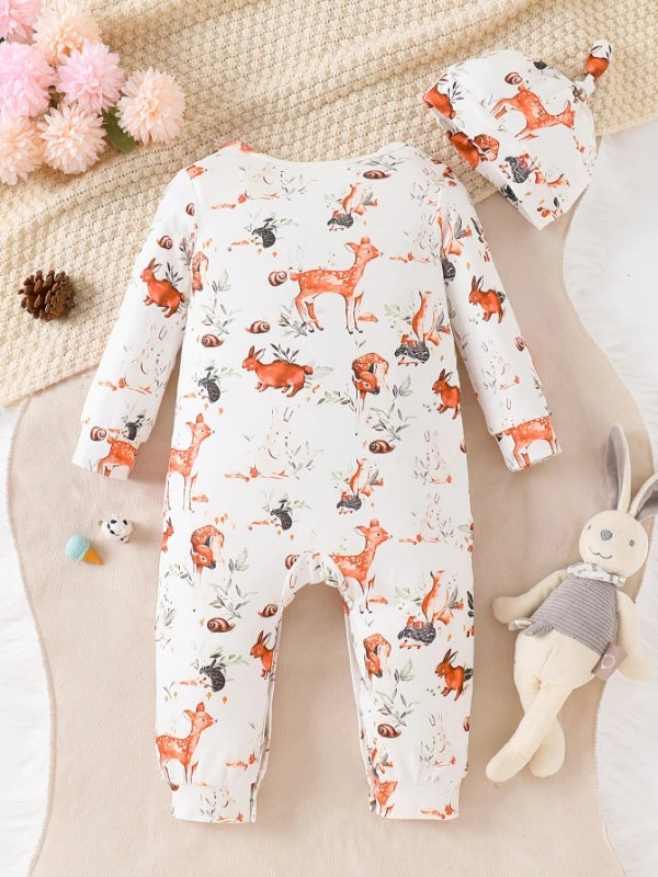 Mameluco "Bosque Encantado": Ropa de Bebé Unisex con Gorrito a Juego - Ideal para Sesión de Fotos