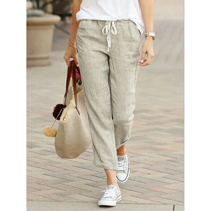 Pantalón Casual Y2K Mujer – Algodón, Cintura Elástica y Cordón Ajustable