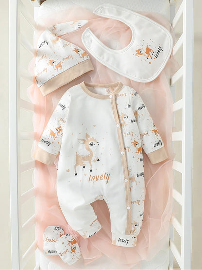 🦌 "Pequeña Cervatilla": Set de Gala Pastoral para Bebé Niña