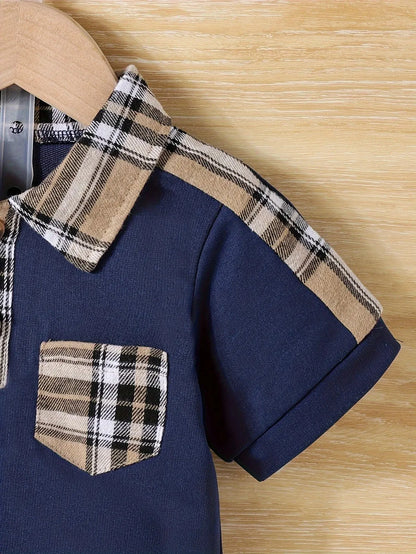 🧢 "Pequeño Gran Caballero": Conjunto de Verano con Estilo Escocés y Deportivo