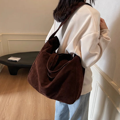 Bolso Tote de Gamuza Vintage para Mujer – Gran Capacidad y Estilo Moderno