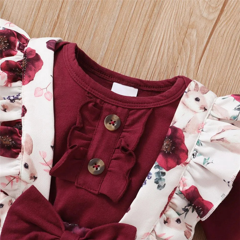 🌸 Conjunto para Bebé Niña de 3 Piezas con Flores – Dulce y Elegante 🌸