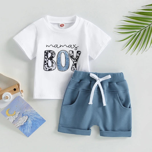 ☀️ "Pequeño Aventurero": Conjunto de Verano de Algodón con Camiseta Estampada y Pantalones Cortos
