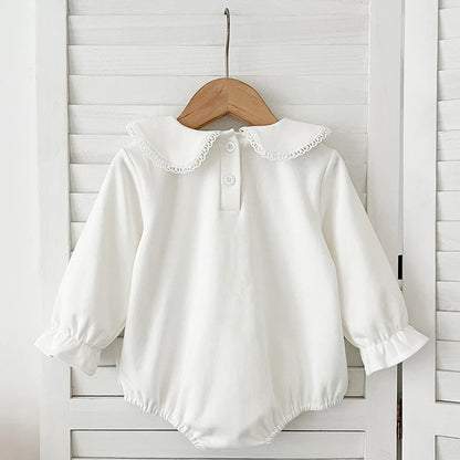 🌸 Enterito de Bebé Niña con Cuello Bordado – Algodón Suave para Todo el Año 🌸