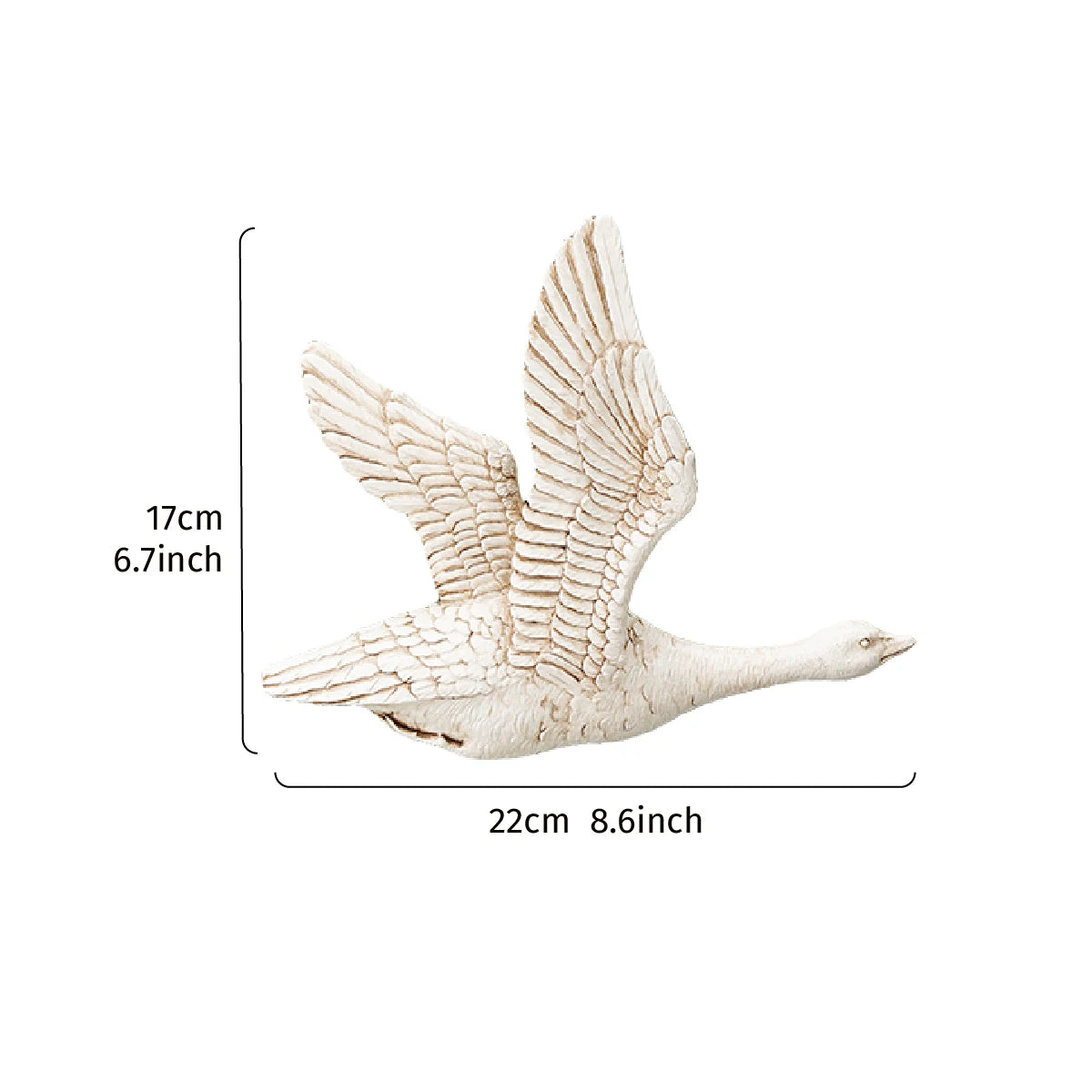 Decoración de Pared en Forma de Ganso en Vuelo – Ornamento Moderno en Resina Dorada y Blanca (1pc