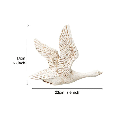 Decoración de Pared en Forma de Ganso en Vuelo – Ornamento Moderno en Resina Dorada y Blanca (1pc