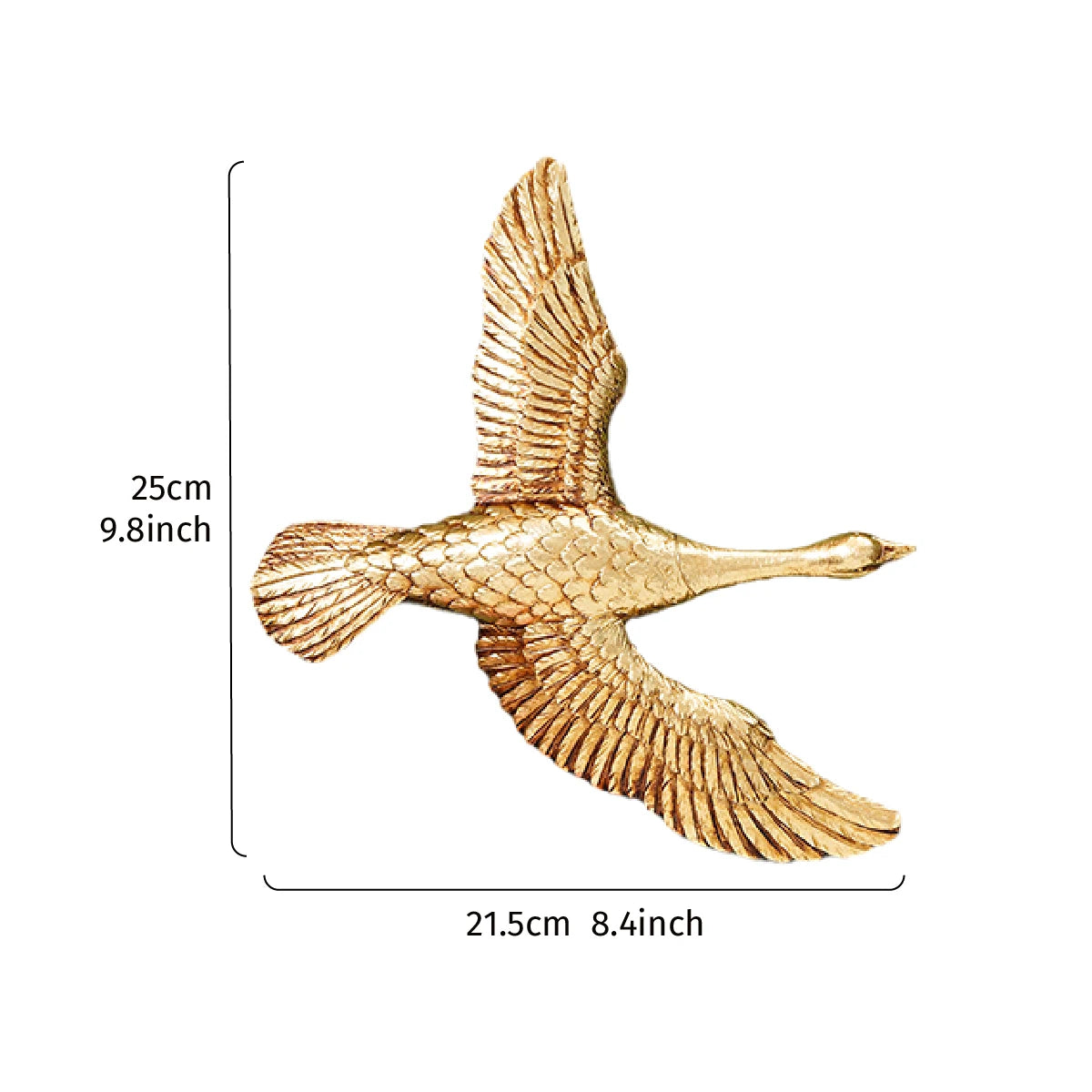 Decoración de Pared en Forma de Ganso en Vuelo – Ornamento Moderno en Resina Dorada y Blanca (1pc