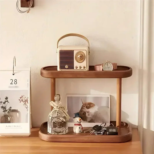 Estante Organizador de Madera de 2 Niveles – Ideal para Escritorio y Tocador
