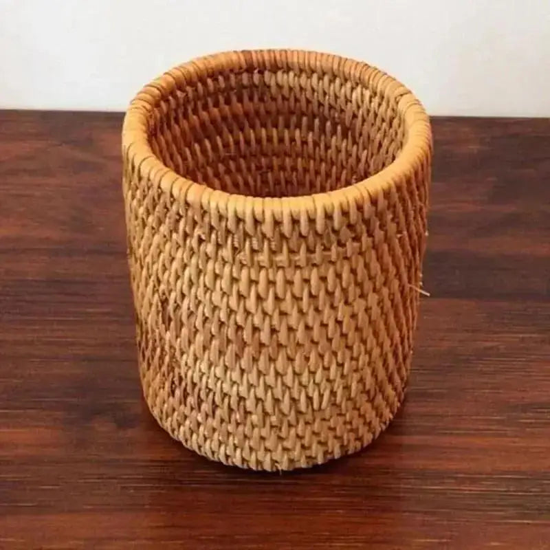 Organizador de Mesa de Ratán Natural – Porta Cubiertos y Accesorios Multiuso