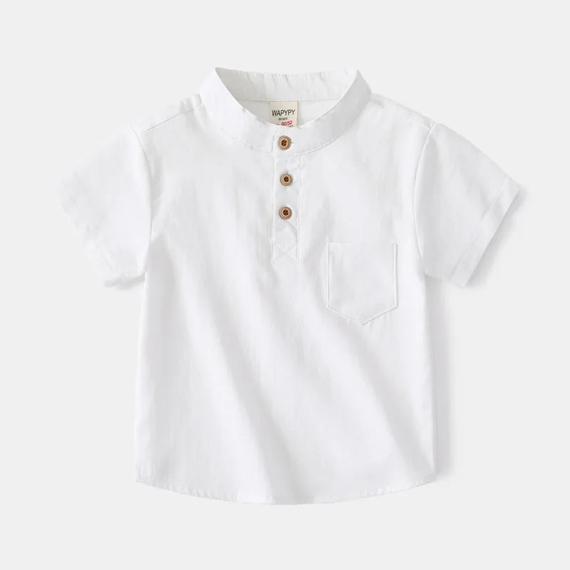Camisa Infantil de Verano para Niño – Manga Corta Estilo Coreano con Cuello en V