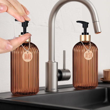 🌿 Dispensador de Jabón Líquido Reutilizable Ámbar – Elegancia y Calidez para tu Hogar