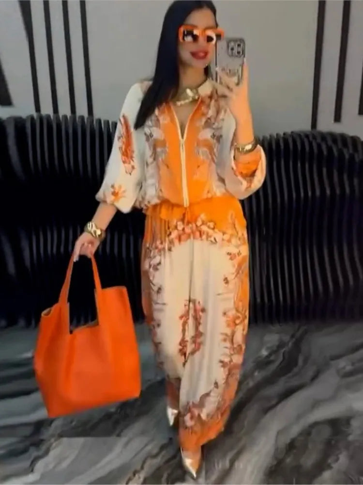 Conjunto Femenino de Verano 2 Piezas – Estilo Elegante y Casual con Estampado