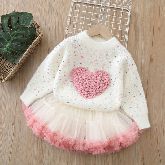 💕 Dulce Invierno de Princesa – Conjunto Encantador de 2 Piezas para Niñas 💕