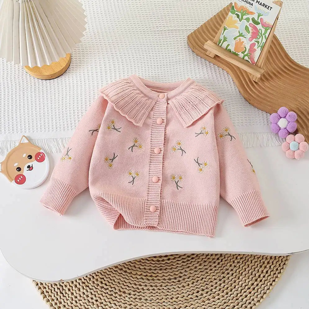 Suéter Tejido para Bebé Niña – Chaqueta Infantil de Manga Larga Estilo Coreano Princesa