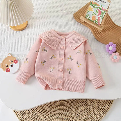 Suéter Tejido para Bebé Niña – Chaqueta Infantil de Manga Larga Estilo Coreano Princesa