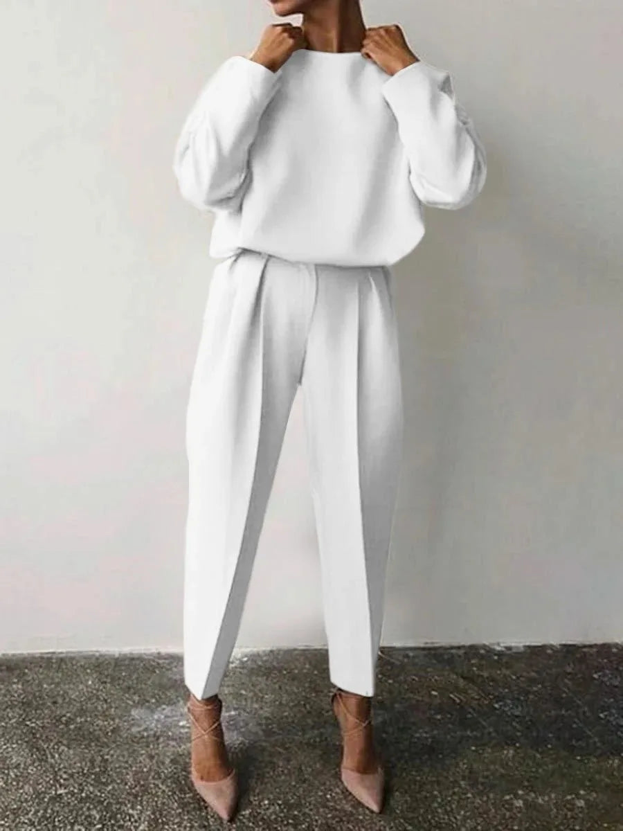 Conjunto Elegante de Mujer – Jersey de Manga Larga + Pantalón Slim