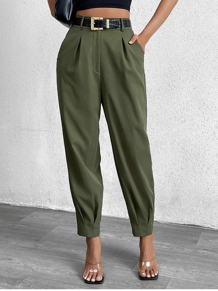 Pantalón Mujer NewAsia de Cintura Alta con Bolsillos – Estilo Urbano y Elegancia Casual