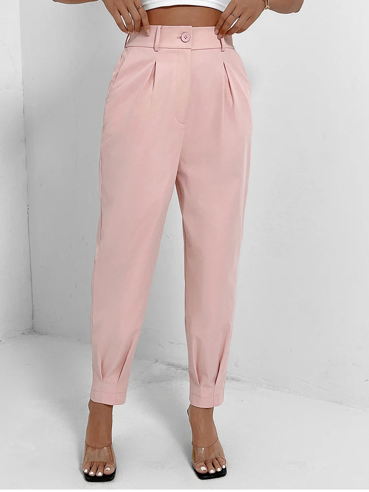 Pantalón Mujer NewAsia de Cintura Alta con Bolsillos – Estilo Urbano y Elegancia Casual