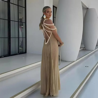 Vestido Bohemio Largo Verde para Mujer – Vestido de Verano Elegante con Aberturas Laterales y Espalda Descubierta