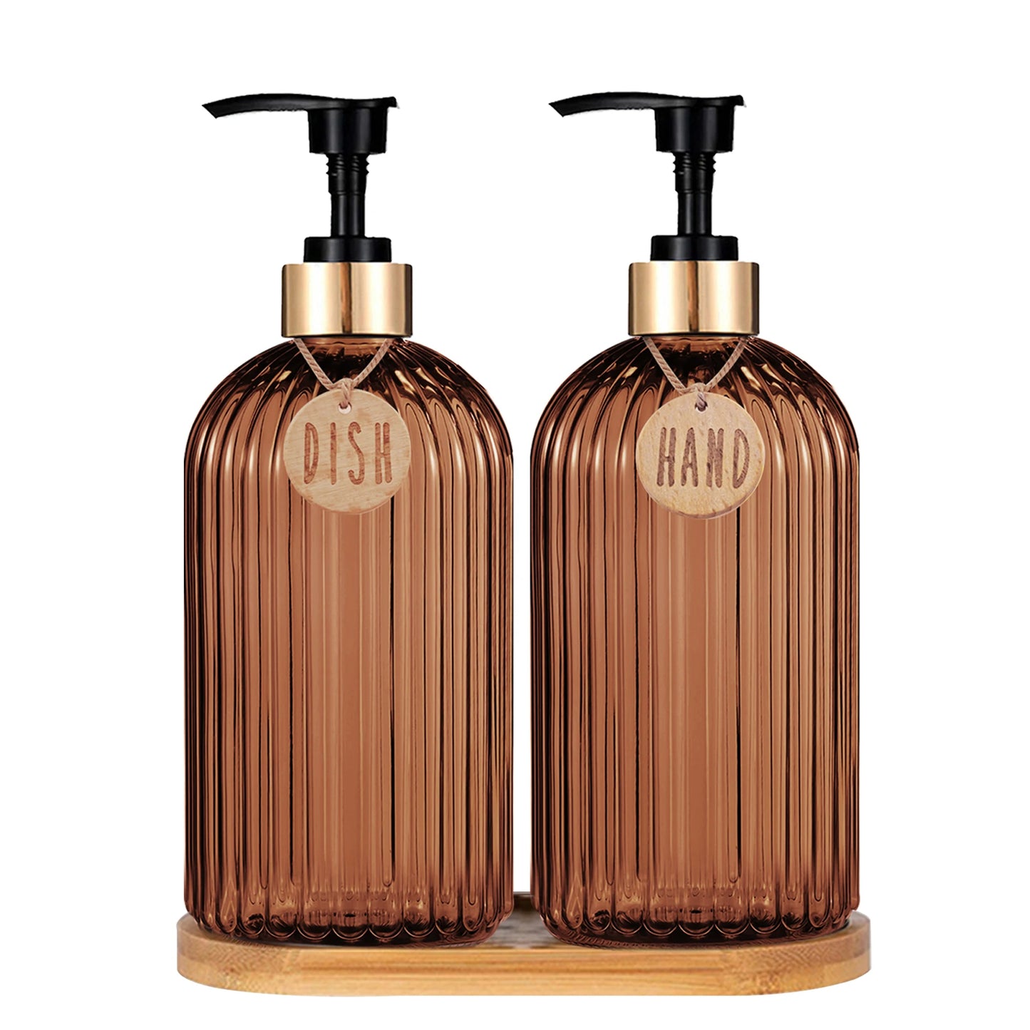 🌿 Dispensador de Jabón Líquido Reutilizable Ámbar – Elegancia y Calidez para tu Hogar