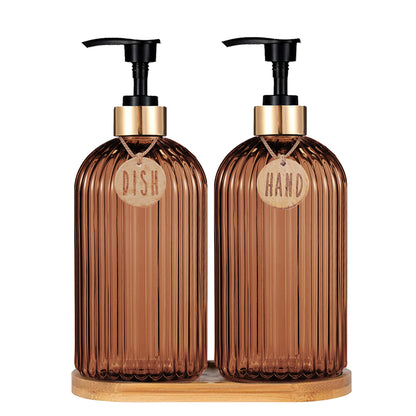 🌿 Dispensador de Jabón Líquido Reutilizable Ámbar – Elegancia y Calidez para tu Hogar