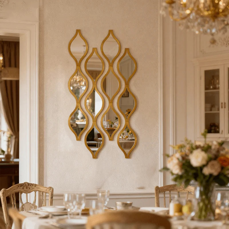 Set de 12 Espejos Decorativos en Forma de Gota – Diseño Artístico Dorado para Pared