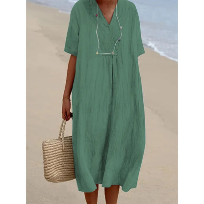 Vestido Midi de Estilo Vintage – Elegancia Relajada y Confort Natural