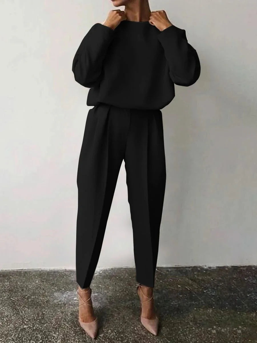 Conjunto Elegante de Mujer – Jersey de Manga Larga + Pantalón Slim