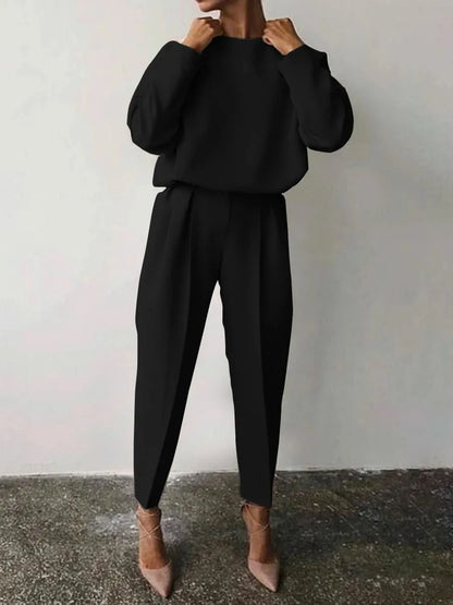 Conjunto Elegante de Mujer – Jersey de Manga Larga + Pantalón Slim