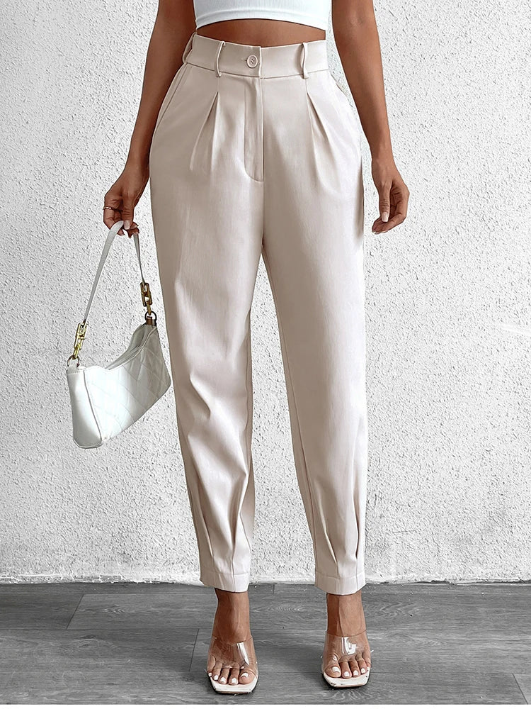 Pantalón Mujer NewAsia de Cintura Alta con Bolsillos – Estilo Urbano y Elegancia Casual
