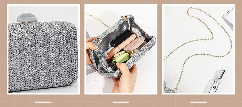 Bolso Clutch de Paja Elegante para Mujer