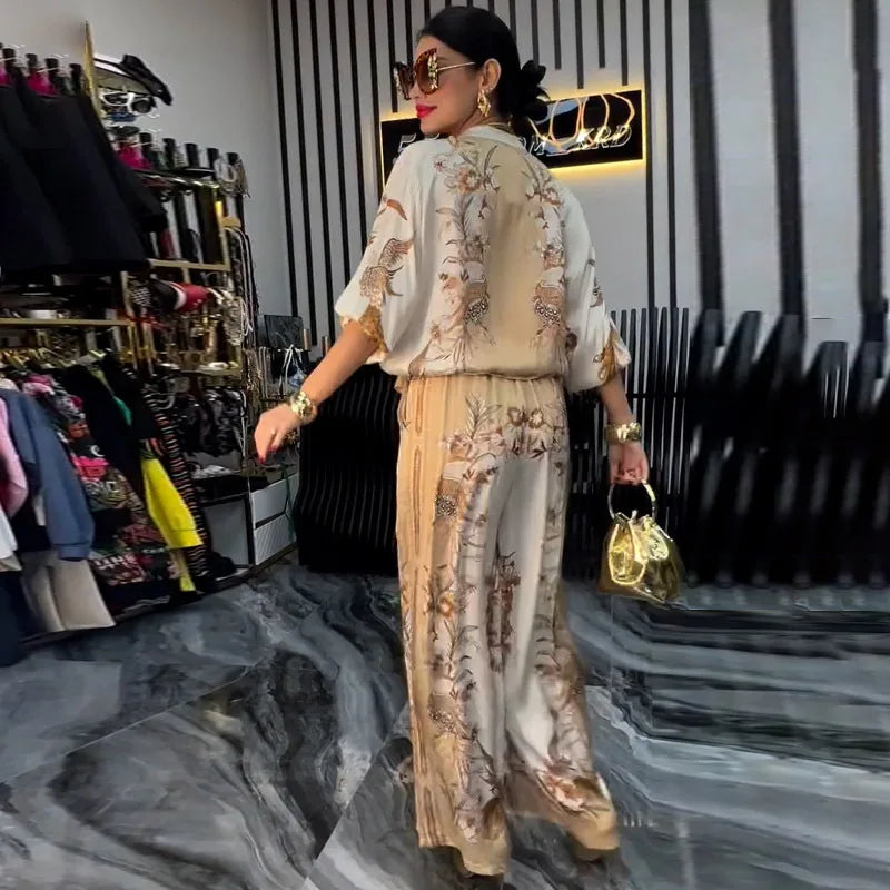 Conjunto Femenino de Verano 2 Piezas – Estilo Elegante y Casual con Estampado
