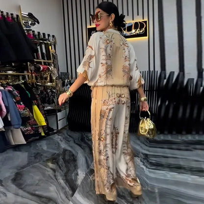 Conjunto Femenino de Verano 2 Piezas – Estilo Elegante y Casual con Estampado