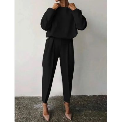 Conjunto Elegante de Mujer – Jersey de Manga Larga + Pantalón Slim