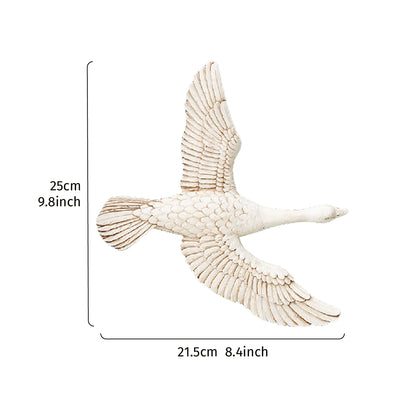 Decoración de Pared en Forma de Ganso en Vuelo – Ornamento Moderno en Resina Dorada y Blanca (1pc