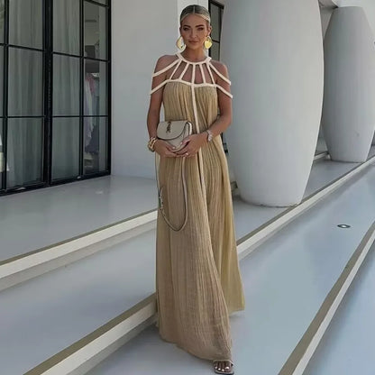 Vestido Bohemio Largo Verde para Mujer – Vestido de Verano Elegante con Aberturas Laterales y Espalda Descubierta