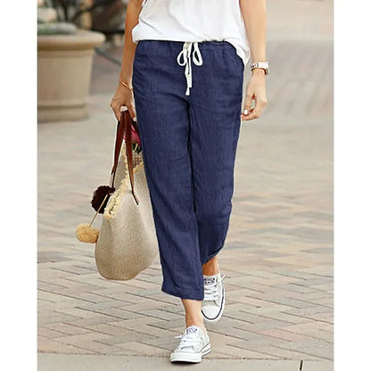 Pantalón Casual Y2K Mujer – Algodón, Cintura Elástica y Cordón Ajustable