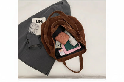 Bolso Tote de Gamuza Vintage para Mujer – Gran Capacidad y Estilo Moderno