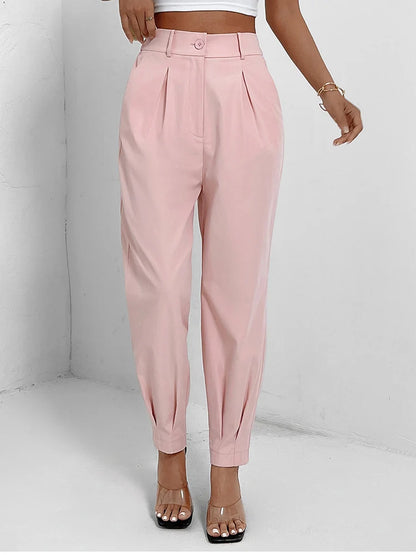 Pantalón Mujer NewAsia de Cintura Alta con Bolsillos – Estilo Urbano y Elegancia Casual