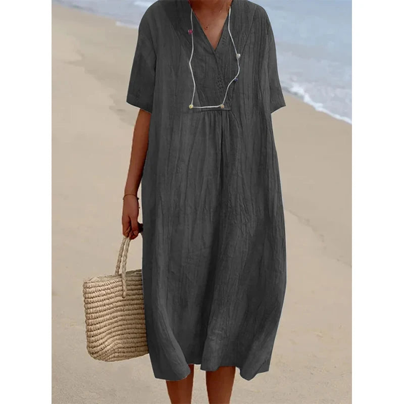 Vestido Midi de Estilo Vintage – Elegancia Relajada y Confort Natural