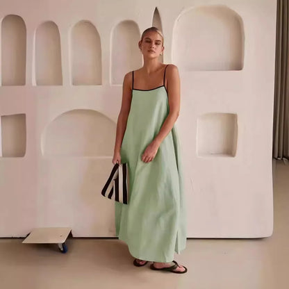 Vestido Largo de Tirantes para Mujer – Vestido Suelto de Verano en Algodón con Estilo Casual y Elegante